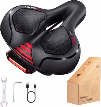 YOUNGDO Ultra Comfortable Bike Saddle with Detachable Rear Light YOUNGDO bicycle saddle with rear light