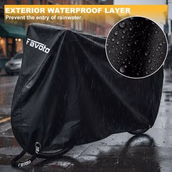 Favoto Bike Cover for 1 or 2 Bikes Waterproof 210T Bicycle Cover Outside Storage toptrek Bike Cover, 210D Bike Covers for Outside Storage with Lock Holes, 200 x 110 x 70cm Bicycle Cover