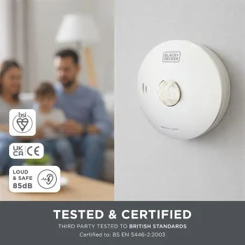 BLACK+DECKER – Kitchen Heat Alarm for Home with 10 Year Battery Included BLACK+DECKER heat alarm BSI Kitemark BS 5446-2 10 year lithium battery UK 2026