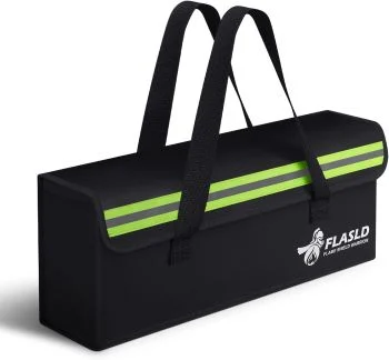 FLASLD Lipo Battery Safe Bag Explosionproof – Large Capacity Fireproof Bag for Ebike Battery FLASLD long fireproof battery bag for downtube e-bike battery charging and storage UK 2026